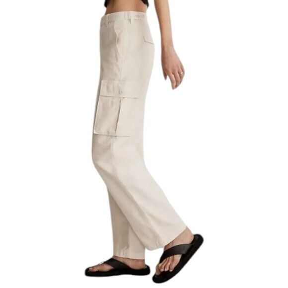 Madewell Pants Womens 26 Cream Cargo Garment Dyed Low Slung Straight High Waist - Picture 5 of 13